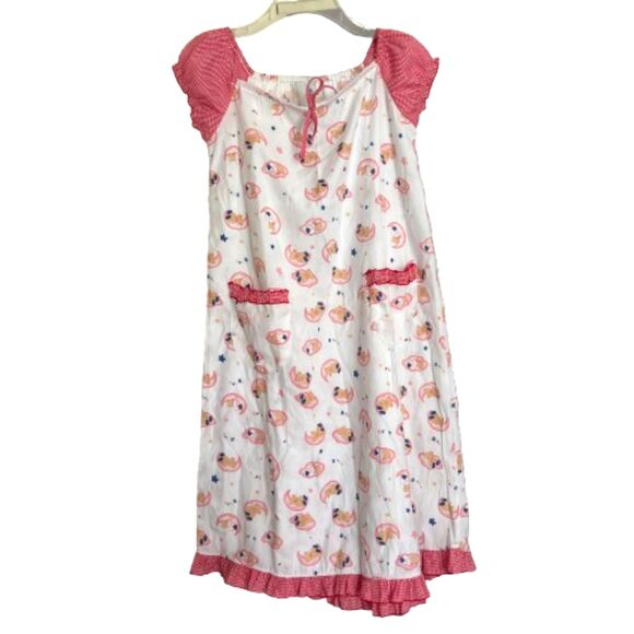 Gingham Check Trim Sleepy Teddy Bear Cottage Core Nightgown Woman's Med. #A - Picture 1 of 7